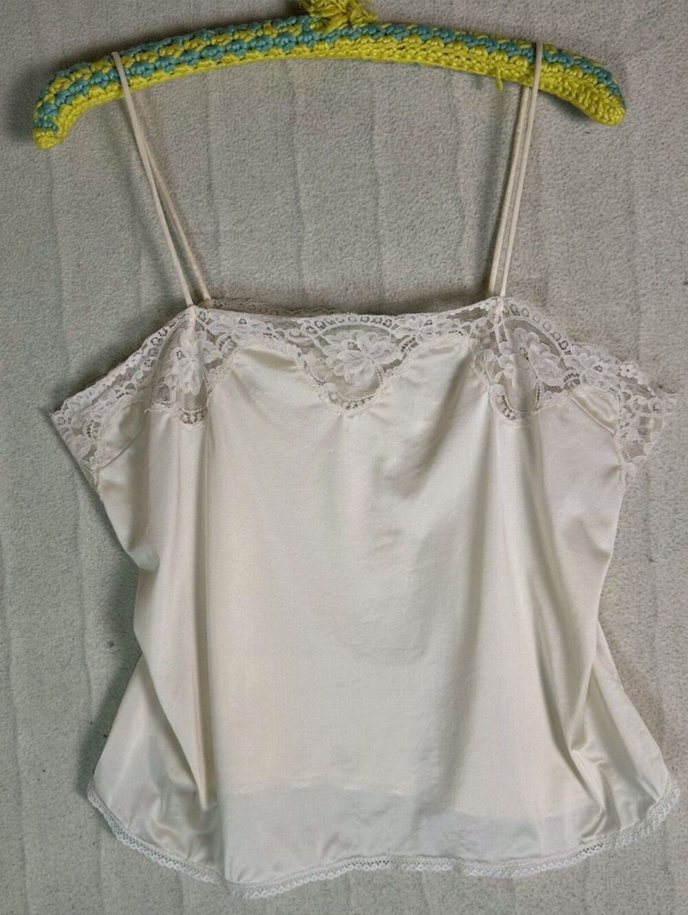 Vintage Wonder Maid Champagne Pink Slip Cami Lace Nylon Union USA Sz 38 /L